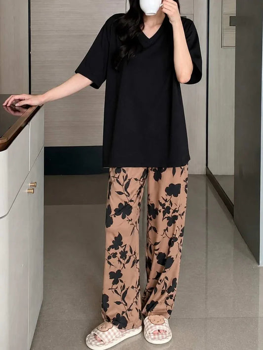 Black Floral Dream PJ Set