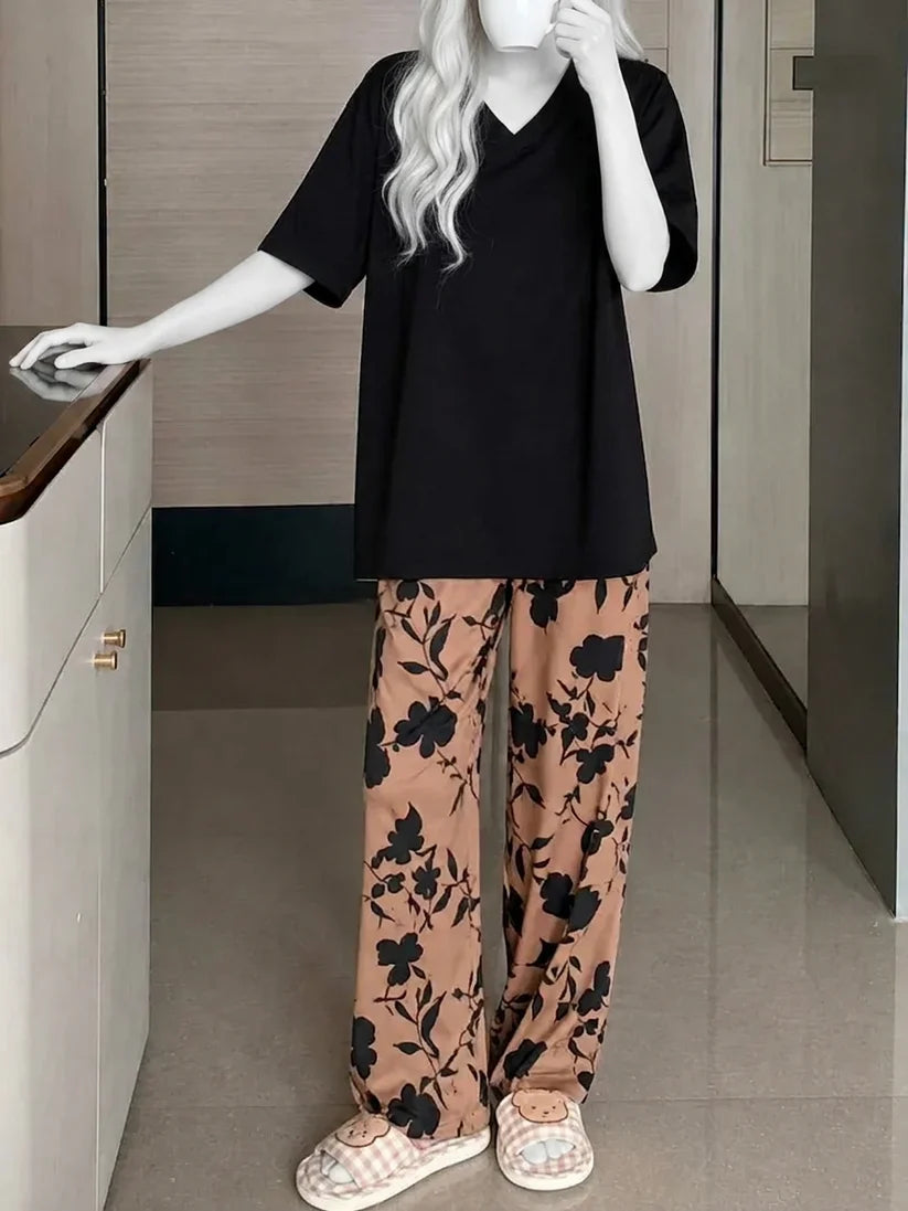 Black Floral Dream PJ Set