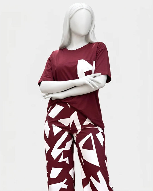 Dries Van Noten, White & Maroon Nightwear Set
