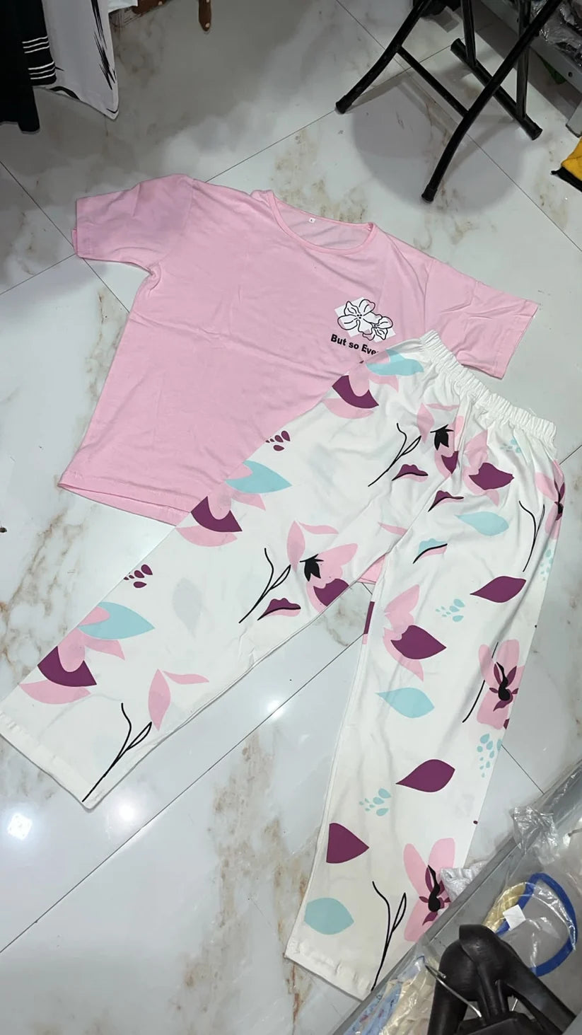 Long Leaf Printed Night Suit
