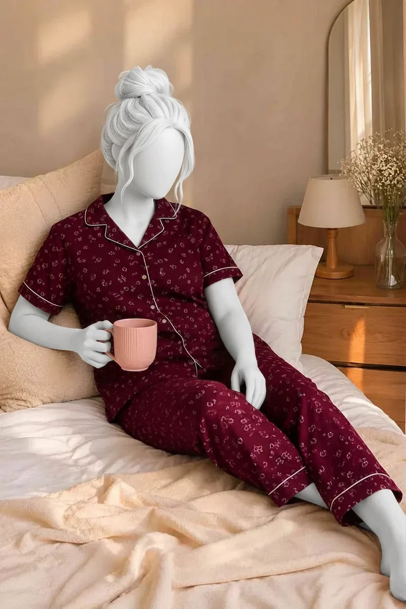 Maroon Belleza Pjs Set