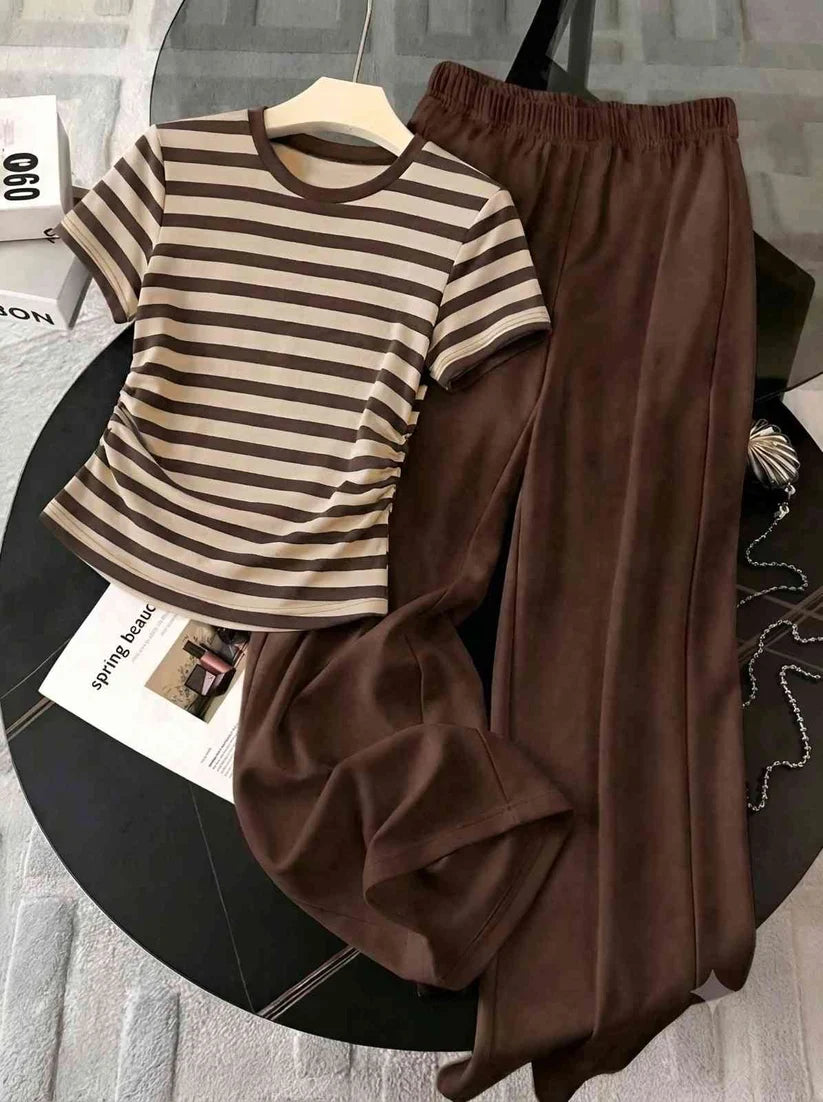 Resyla Brown Women's Round Neck 2 Pec Set