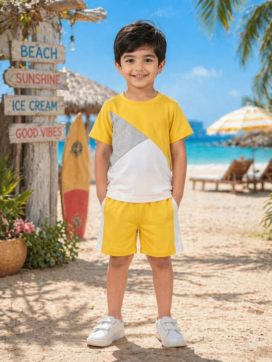 Yellow Panel Kids Short Set (Each)